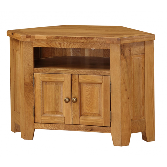 Adriel Corner Wooden TV Stand In Light Oak Furniture in Fashion