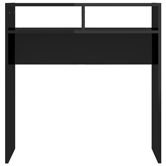 Acosta High Gloss Console Table With 2 Shelves In Black_3