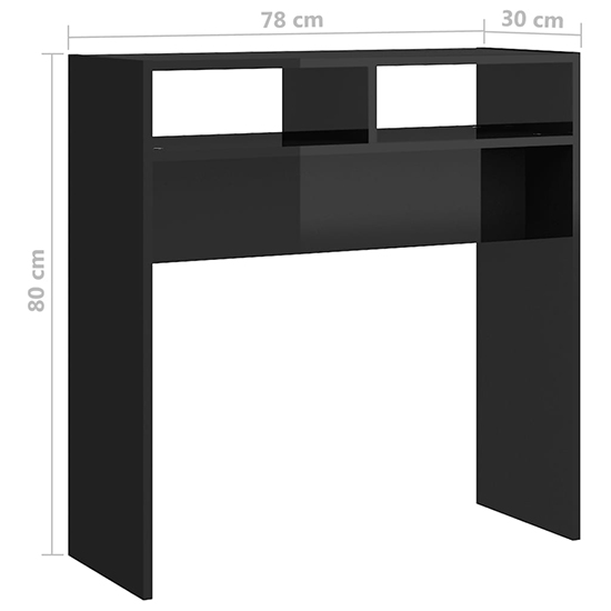 Acosta High Gloss Console Table With 2 Shelves In Black_4