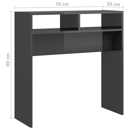 Acosta High Gloss Console Table With 2 Shelves In Grey_4