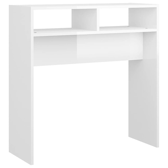 Acosta High Gloss Console Table With 2 Shelves In White_2