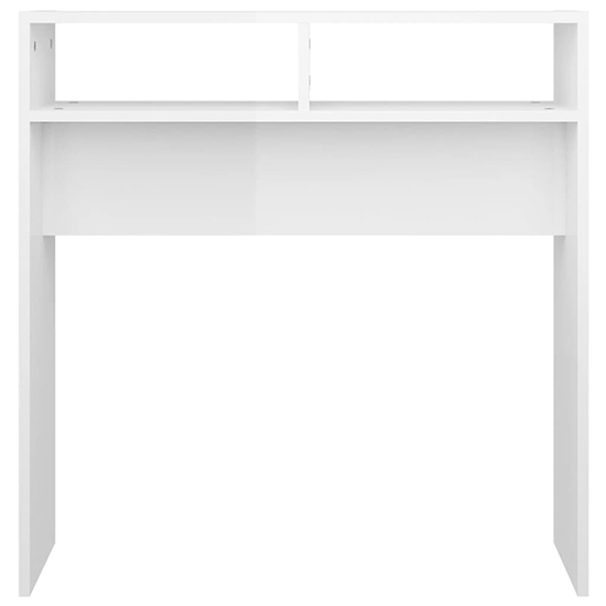 Acosta High Gloss Console Table With 2 Shelves In White_3