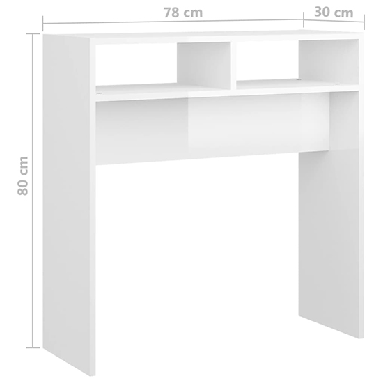 Acosta High Gloss Console Table With 2 Shelves In White_4