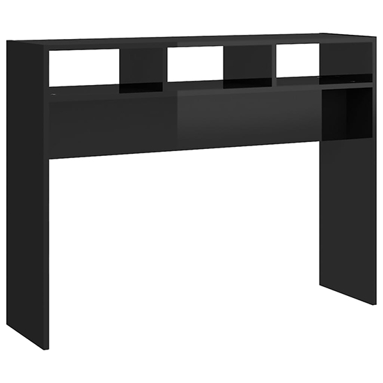 Acosta High Gloss Console Table With 3 Shelves In Black_2