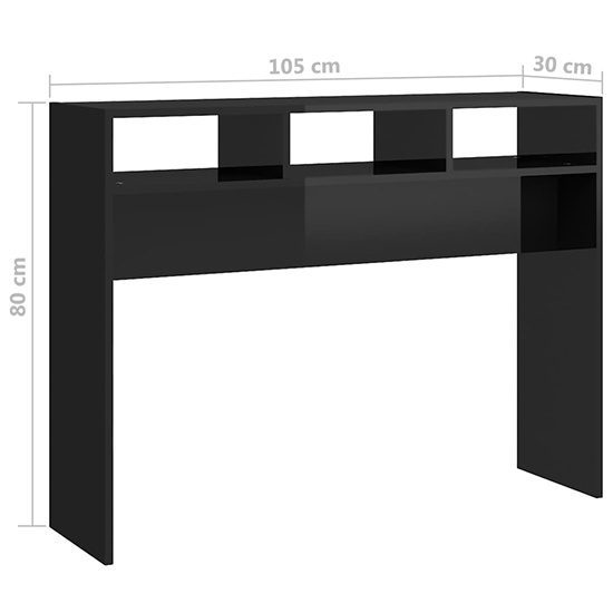 Acosta High Gloss Console Table With 3 Shelves In Black_4