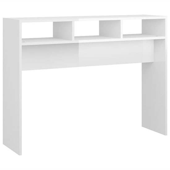 Acosta High Gloss Console Table With 3 Shelves In White