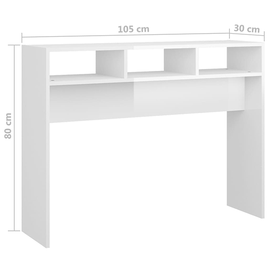 Acosta High Gloss Console Table With 3 Shelves In White
