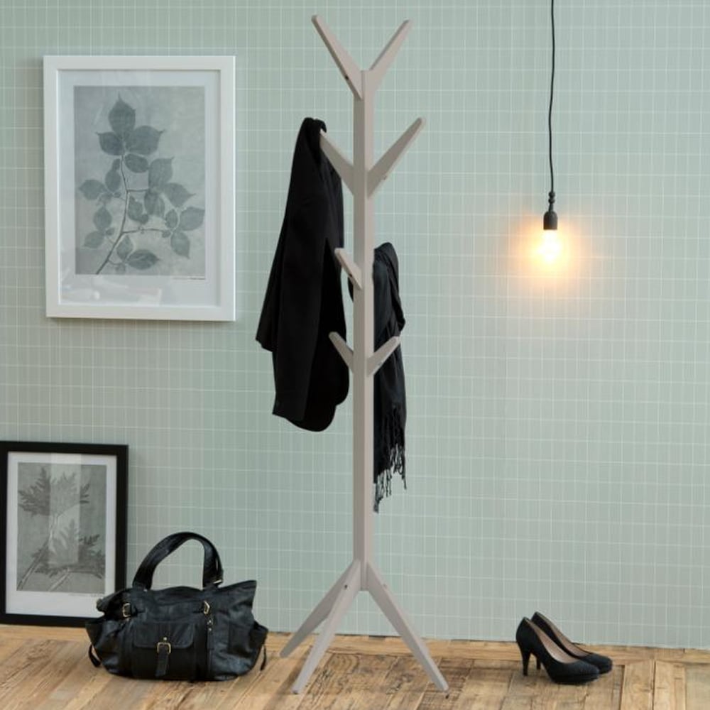 Acosta Wooden Coat Hanger Stand In Grey