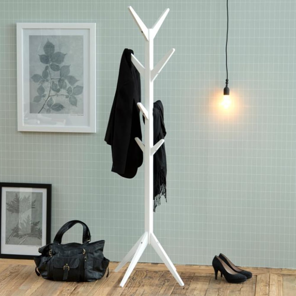 Acosta Wooden Coat Hanger Stand In White