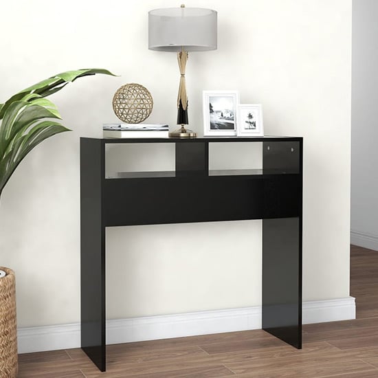 Product photograph of Acosta Wooden Console Table With 2 Shelves In Black from Furniture in Fashion