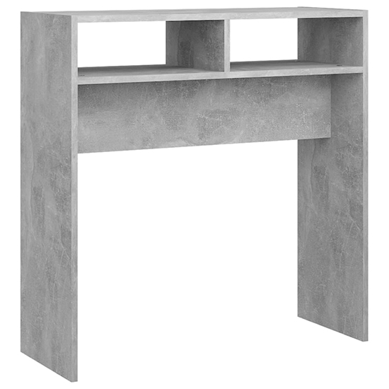 Acosta Wooden Console Table With 2 Shelves In Concrete Effect
