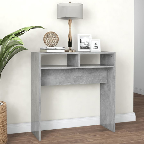 Acosta Wooden Console Table With 2 Shelves In Concrete Effect_1