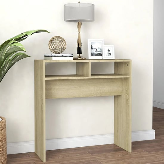 Acosta Wooden Console Table With 2 Shelves In Sonoma Oak_1
