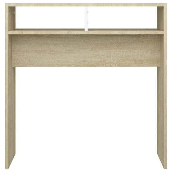 Acosta Wooden Console Table With 2 Shelves In White Sonoma Oak_3