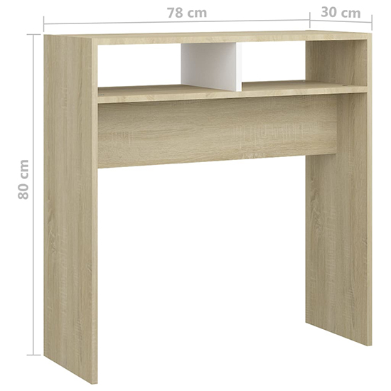 Acosta Wooden Console Table With 2 Shelves In White Sonoma Oak_4