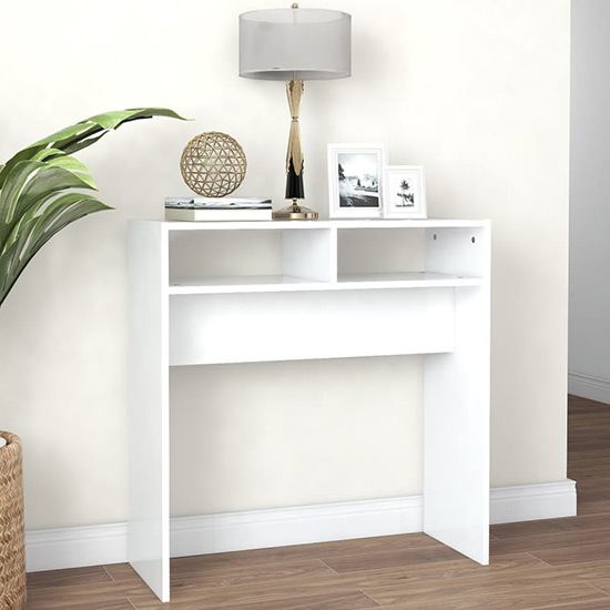 Product photograph of Acosta Wooden Console Table With 2 Shelves In White from Furniture in Fashion