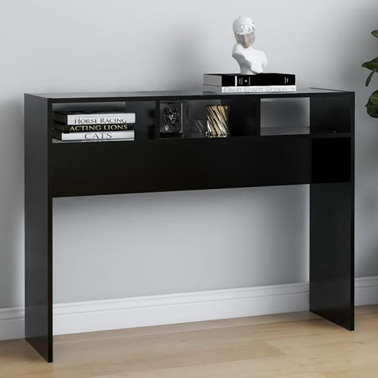Acosta Wooden Console Table With 3 Shelves In Black_1