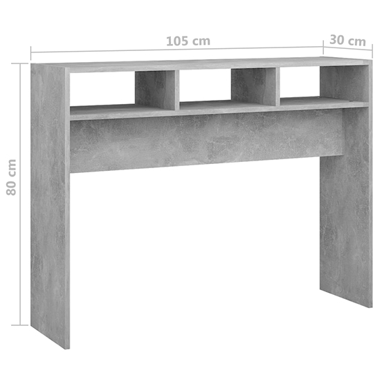 Acosta Wooden Console Table With 3 Shelves In Concrete Effect
