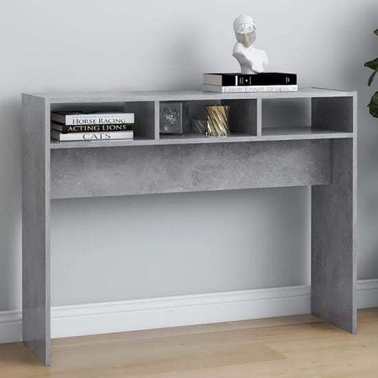 Acosta Wooden Console Table With 3 Shelves In Concrete Effect_1