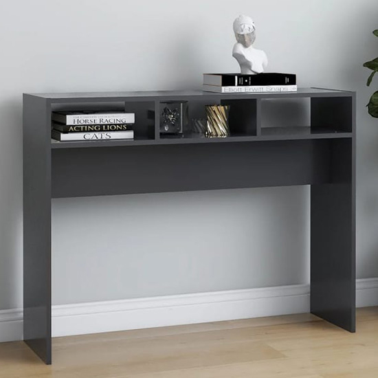 Acosta Wooden Console Table With 3 Shelves In Grey_1