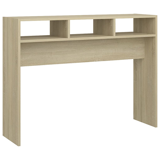 Acosta Wooden Console Table With 3 Shelves In Sonoma Oak