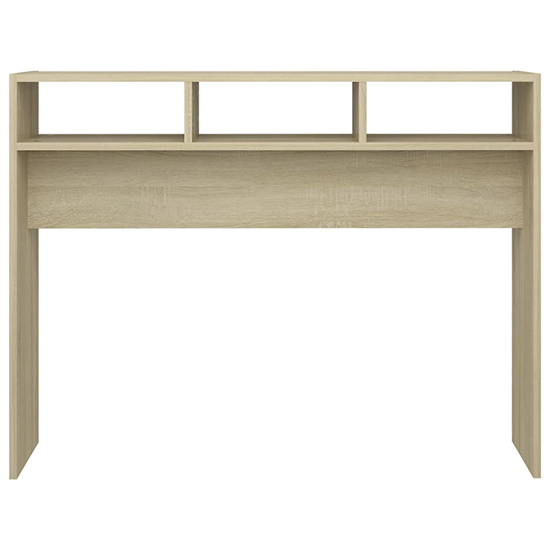 Acosta Wooden Console Table With 3 Shelves In Sonoma Oak