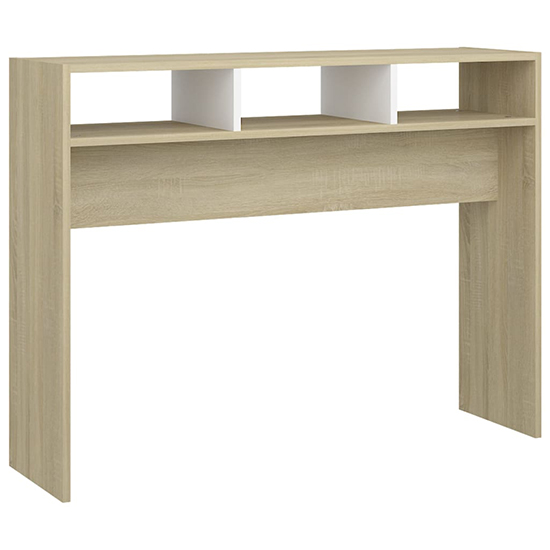 Acosta Wooden Console Table With 3 Shelves In White Sonoma Oak_2