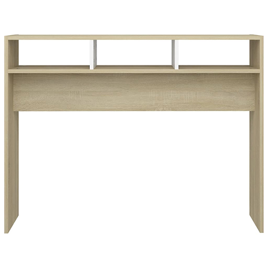 Acosta Wooden Console Table With 3 Shelves In White Sonoma Oak_3