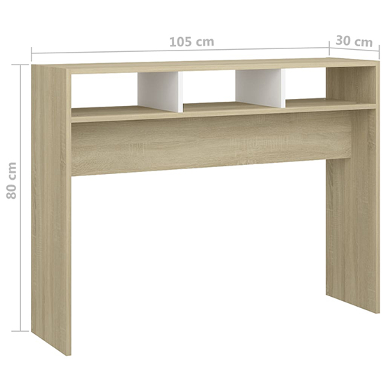 Acosta Wooden Console Table With 3 Shelves In White Sonoma Oak_4