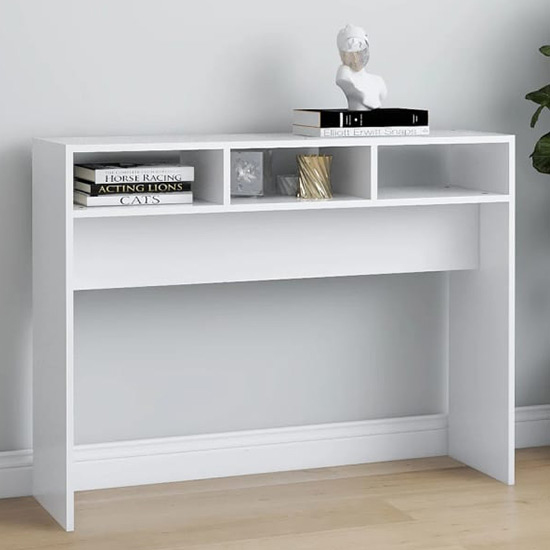 Acosta Wooden Console Table With 3 Shelves In White_1