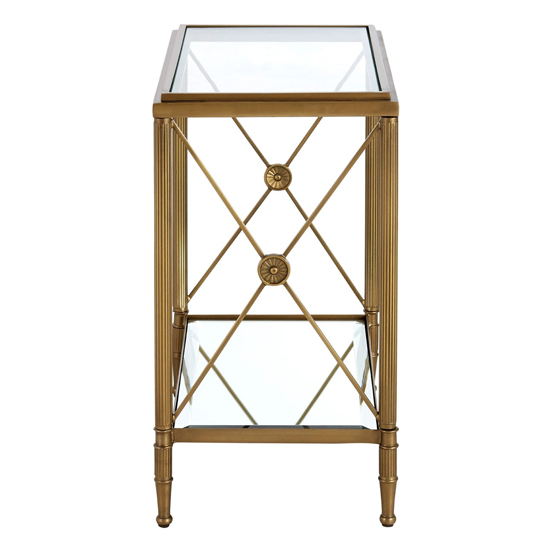 Acox Mirrored Glass Rectangular Side Table With Gold Legs Furniture
