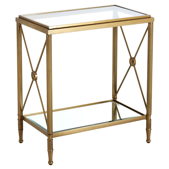 View Acox mirrored glass rectangular side table with gold legs