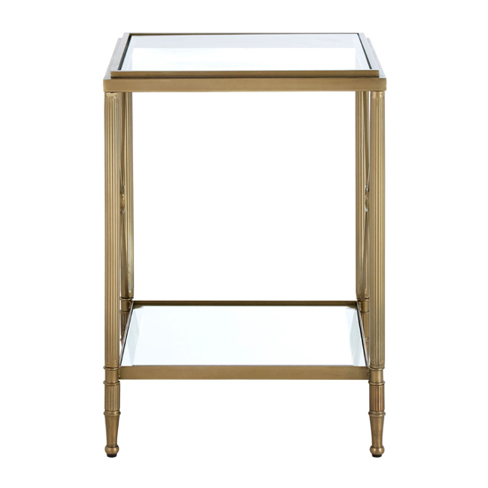 Acox Mirrored Glass Square Side Table With Gold Legs FiF