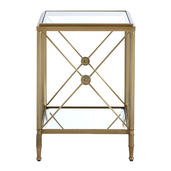 Acox Mirrored Glass Square Side Table With Gold Legs FiF