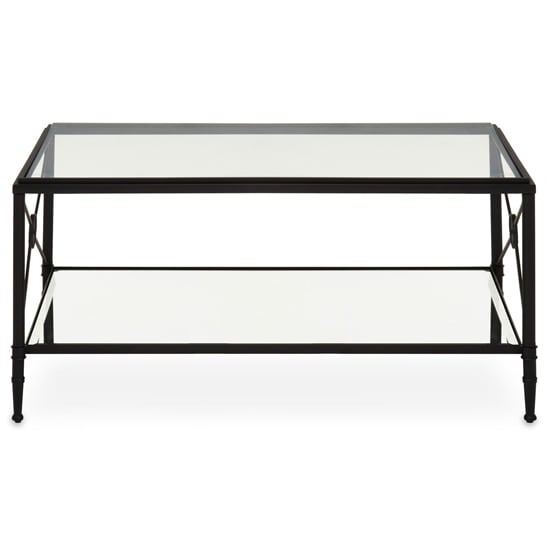 Acox Rectangular Clear Glass Top Coffee Table With Black Frame