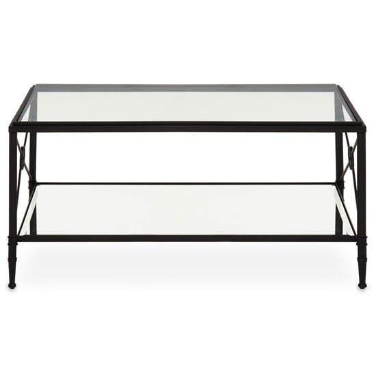 Product photograph of Acox Rectangular Clear Glass Top Coffee Table With Black Frame from Furniture in Fashion