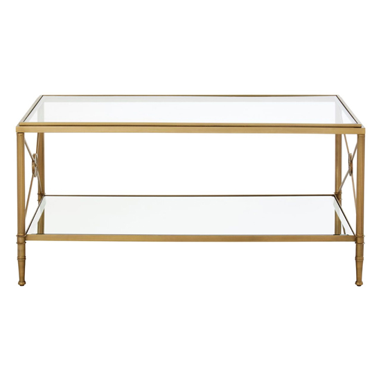 Acox Rectangular Clear Glass Top Coffee Table With Gold Frame