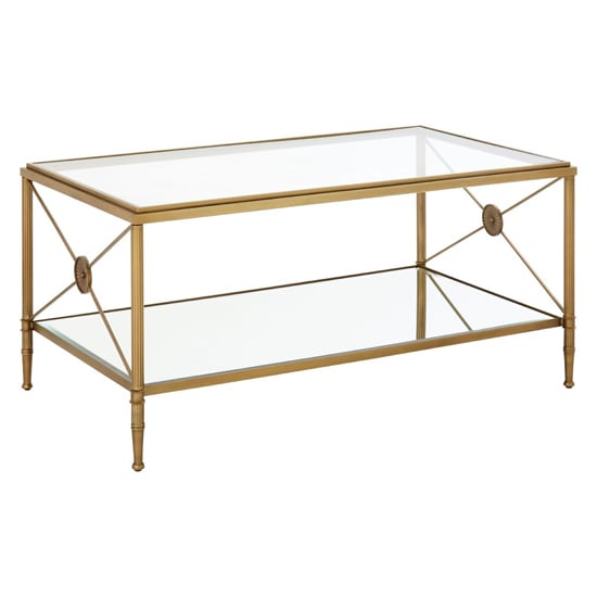 Read more about Acox rectangular clear glass top coffee table with gold frame