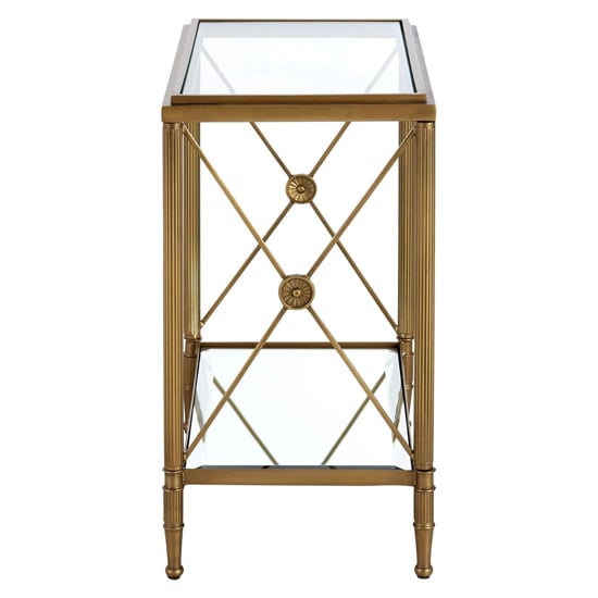 Acox Rectangular Clear Glass Top Side Table With Gold Frame_3