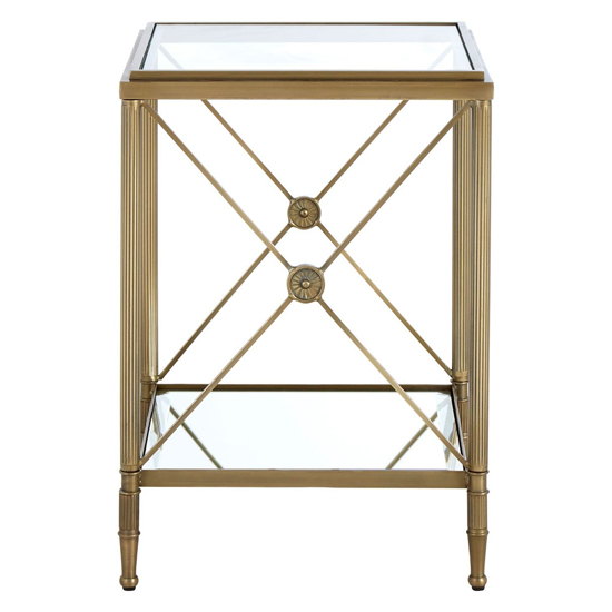 Acox Square Clear Glass Top Side Table With Gold Frame_3