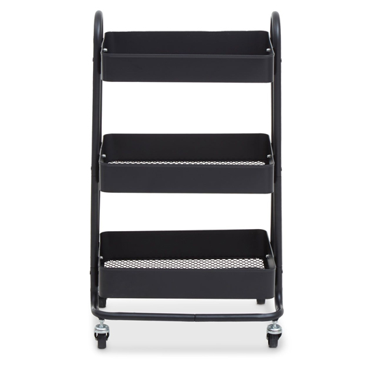 Acre Metal 3 Shelves Serving Trolley In Black_3