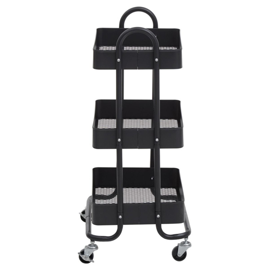 Acre Metal 3 Shelves Serving Trolley In Black_4