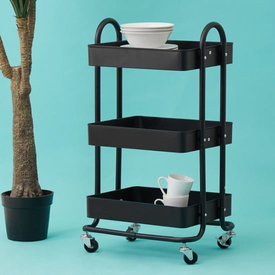 Photo of Acre metal 3 shelves serving trolley in black