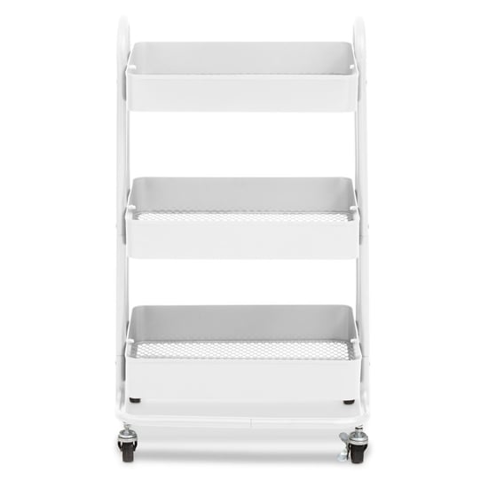 Acre Metal 3 Shelves Serving Trolley In White
