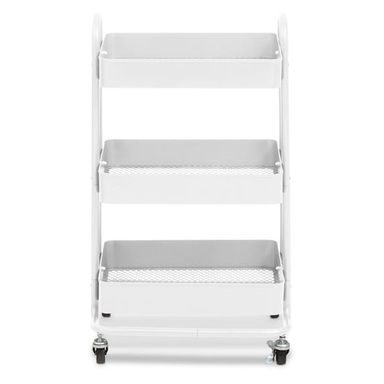 Product photograph of Acre Metal 3 Shelves Serving Trolley In White from Furniture in Fashion