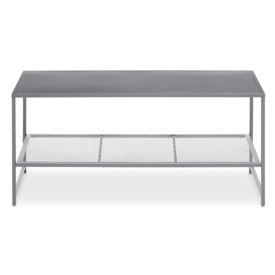 Read more about Acre metal coffee table with open mesh shelf in grey