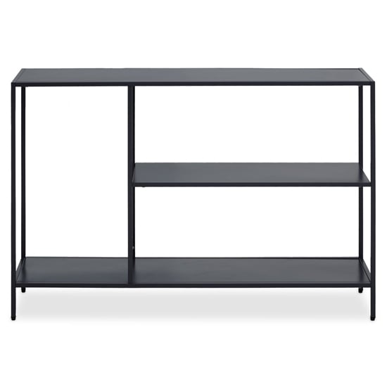 Product photograph of Acre Metal Console Table With 2 Shelves In Black from Furniture in Fashion