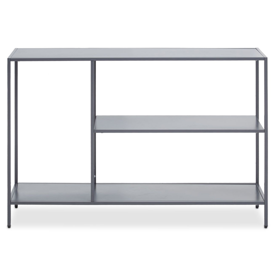 Acre Metal Console Table With 2 Shelves In Grey