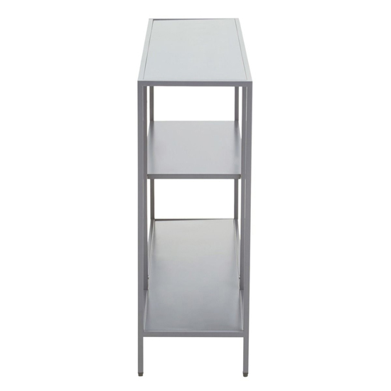Acre Metal Console Table With 2 Shelves In Grey