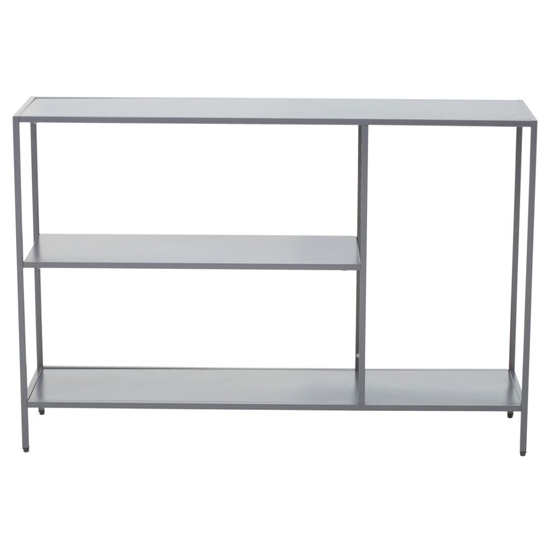 Acre Metal Console Table With 2 Shelves In Grey